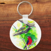 緋色のタネジャーズ鳥の水絵画色の キーホルダー (正面)
