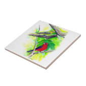 緋色のタネジャーズ鳥の水絵画色の タイル (側面)