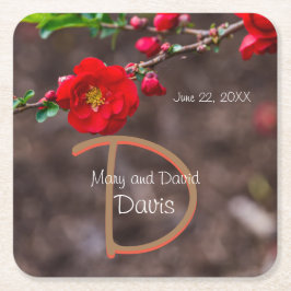 緋色のトップ結婚コースター スクエアペーパーコースター