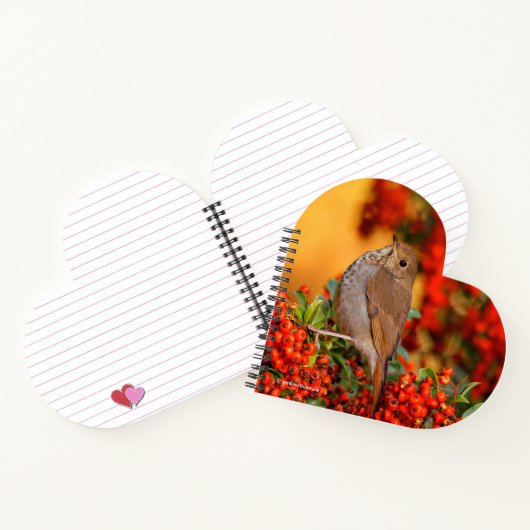 緋色のファイアソーンの上の仙人ツグミの松の鳥 ノートブック (内部)