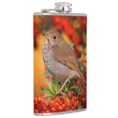 緋色のファイアソーンの上の仙人ツグミの松の鳥 フラスク (右)