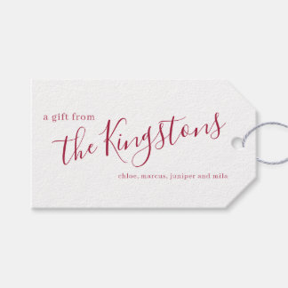 緋色のファミリー名スクリプトギフトラベル ギフトタグ