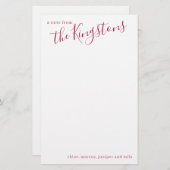 緋色のファミリ名スクリプトひな形 便箋 (正面/裏面)