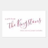 緋色のファミリ名スクリプト長方形ステッカー 長方形シール (正面)