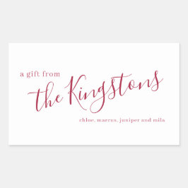 緋色のファミリ名スクリプト長方形ステッカー 長方形シール