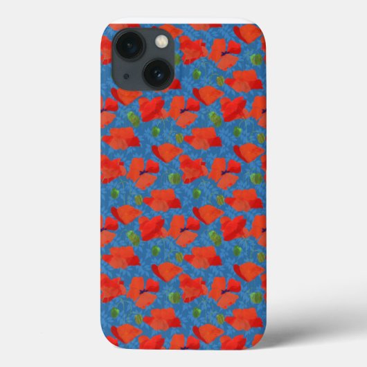 緋色のフィールドポピーの青いiPadケースメイトのケース Case-Mate iPhoneケース (裏面)