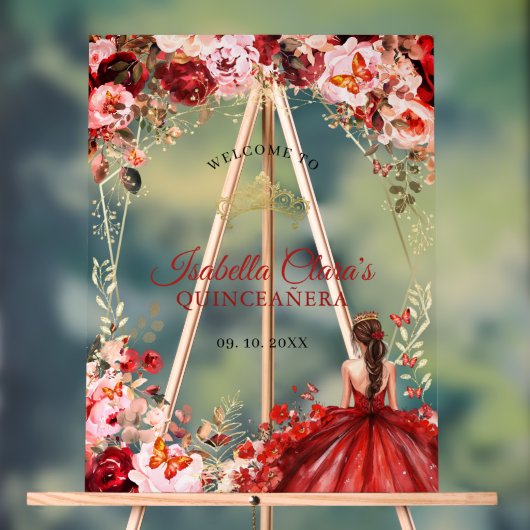 緋色のフローラエレガント金ゴールドキンセアニラウェルカム アクリルサイン (ニュートラル)