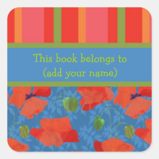 緋色のポピーストライプズ、20蔵書票のシート スクエアシール (正面)