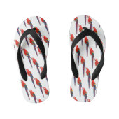 緋色のマカオのオウム漫画イラストレーション キッズビーチサンダル (フットベッド)