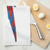 緋色のマカオのオウム漫画イラストレーション キッチンタオル (四つ折り)