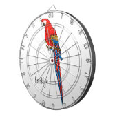 緋色のマカオのオウム漫画イラストレーション ダーツボード (正面右)