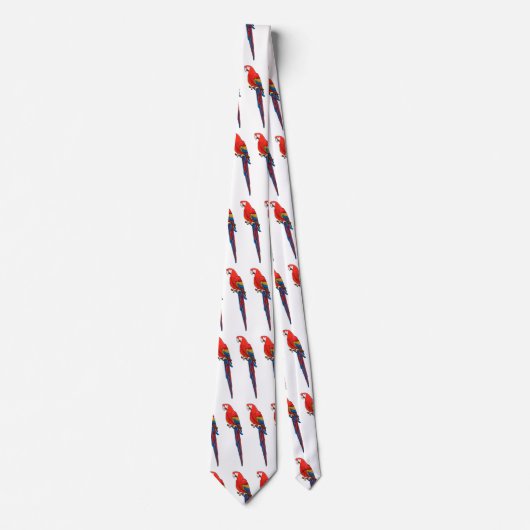 緋色のマカオのオウム漫画イラストレーション ネクタイ (正面)