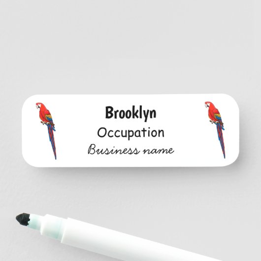 緋色のマカオのオウム漫画イラストレーション 名札 (インサイチュ)