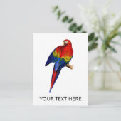 緋色のマカオ熱帯カラフル熱帯雨林鳥 ポストカード (スタンド正面)