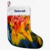 緋色のマカオ熱帯パーソナライズされた鳥 スモールクリスマスストッキング (正面)