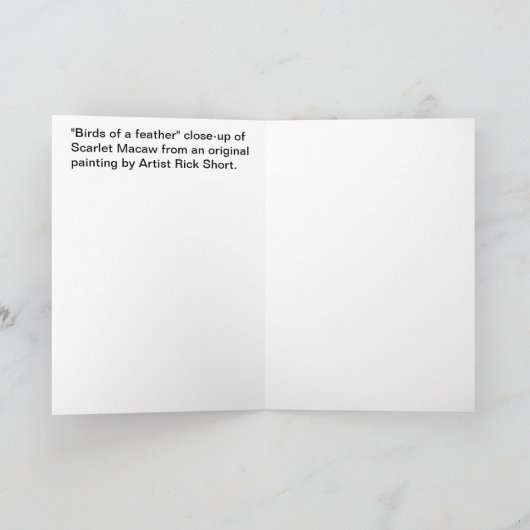 緋色のマカオ野生生物鳥グリーティングカードアート カード (内部)