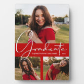 緋色のモダン卒業写真コラージュ フォトプラーク (正面)