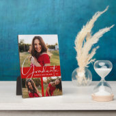 緋色のモダン卒業写真コラージュ フォトプラーク (側面)