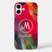 緋色のモノグラムの抽象芸術アートパターン Case-Mate iPhoneケース (裏面)