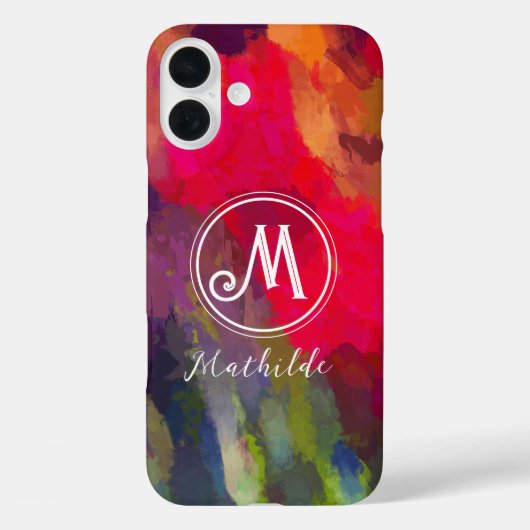 緋色のモノグラムの抽象芸術アートパターン Case-Mate iPhoneケース (裏面)