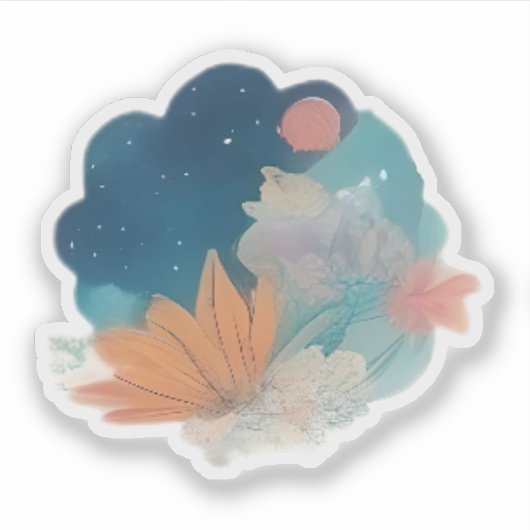 緋色の月の下の宇宙開花 シール (正面)