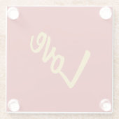 緋色の赤い金ゴールドの色結婚愛の書道 ガラスコースター (裏面)