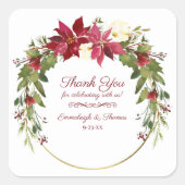 緋色の赤ポインセチアフローラお願い スクエアシール (正面)