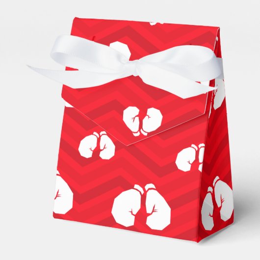 緋色の赤、白、シェブロン、ボクサー、ボクシング手袋 フェイバーボックス (正面サイド)