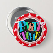 緋色の赤、白、シェブロン、ロデオ・カウボーイ 缶バッジ (正面&裏面)