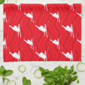 緋色の赤、白、シェブロン、雪スキー キッチンタオル (折り畳み)