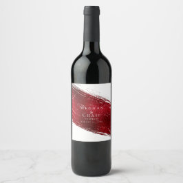 緋色はっきりしたのブラシのストローク ワインラベル