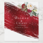 緋色はっきりした赤ブラシストローククリムゾンフローラ ワインラベル (シングルラベル)