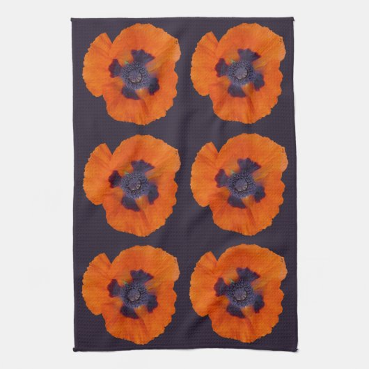 緋色オレンジポピー1 キッチンタオル (縦)