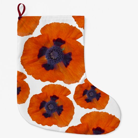 緋色オレンジポピー1 ラージクリスマスストッキング (正面)