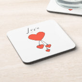 緋色シンプルのイラストレーションのハートラブ コースター (左側)