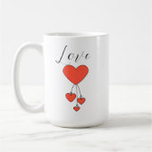緋色シンプルのイラストレーションのハートラブ コーヒーマグカップ (左)
