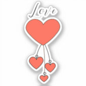 緋色シンプルのイラストレーションのハートラブ シール (正面)