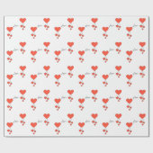緋色シンプルのイラストレーションのハートラブ ラッピングペーパー (フラット)