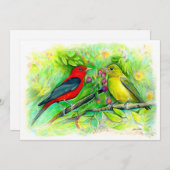 緋色タネジャースウォーター色鉛筆スケッチ サンキューカード (正面/裏面)