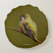 緋色トランペツネのアンナのハミングバード ラウンドクッション (裏面)