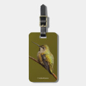 緋色トランペツネのアンナのハミングバード ラゲッジタグ (正面縦)