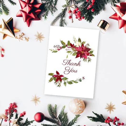 緋色ポインセチア結婚フローラ サンキューカード