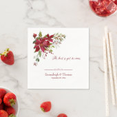 緋色ポインセチア結婚フローラ スタンダードカクテルナプキン (インサイチュ)