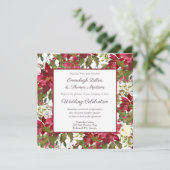 緋色ポインセチア花結婚柄 招待状 (スタンド正面)