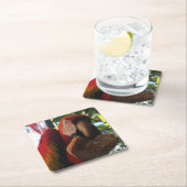 緋色マカオパロッ食べトズトースト スクエアペーパーコースター (インサイチュ)