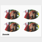 緋色マカオパロッ食べトズトースト 楕円形シール (シート)