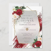 緋色モダン牡丹とはっきりした絵を描脳卒中 招待状 (正面)