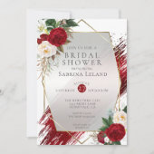 緋色モダン牡丹と深紅絵を描線 招待状 (正面)