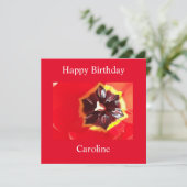 緋色レッドチューリップフラット誕生日カード カード (スタンド正面)