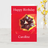 緋色レッドチューリップ誕生日カード カード (黄色い花)